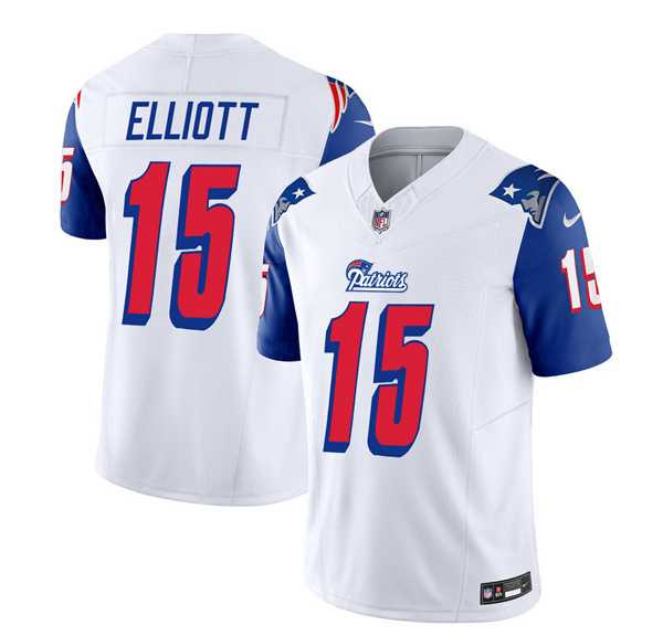 Men & Women & Youth New England Patriots #15 Ezekiel Elliott White Blue 2023 F.U.S.E. Vapor Limited Jersey->new england patriots->NFL Jersey